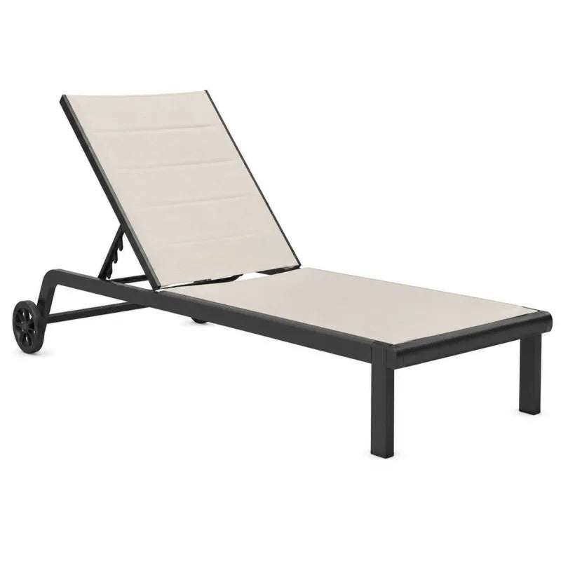 Leżak ogrodowy aluminiowy tekstylen beżowy 200x65x35 cm