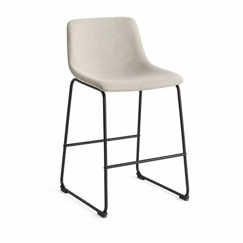 Krzesło barowe tapicerowane z metalowym stelażem 85 cm kremowe