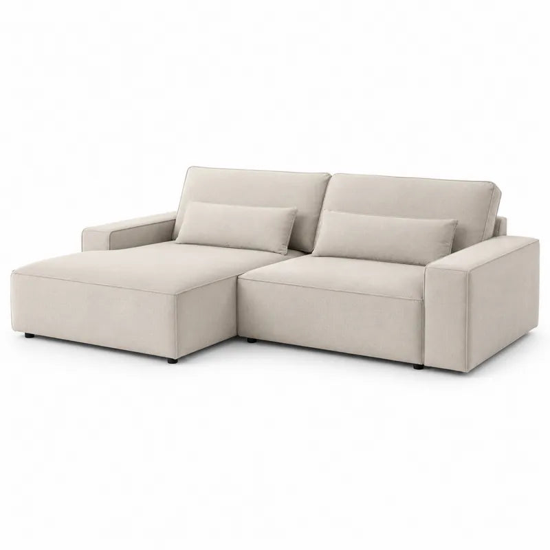 Beżowa sofa narożna materiałowa 280x160 cm