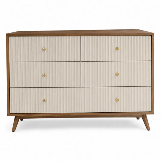 Komoda z drewna i MDF z sześcioma szufladami, jasny beż, 120x40x78cm