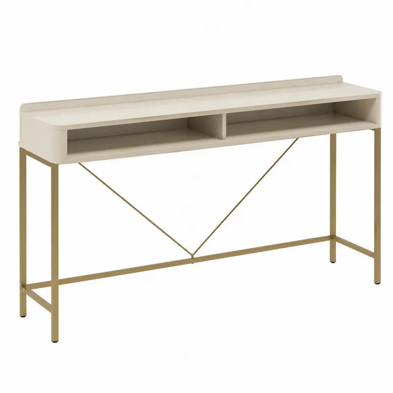 Konsola z MDF ze stalowymi nogami beżowa 120 cm