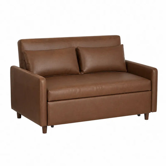 Dwuosobowa sofa skórzana brązowa 150 cm