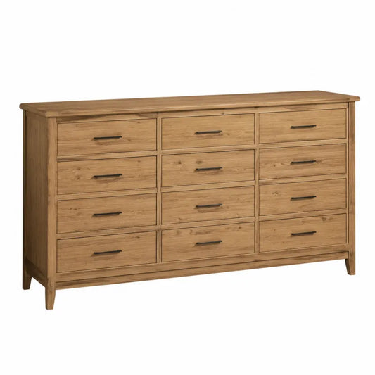 Komoda z drewna dębowego z 12 szufladami 140x45x90 cm