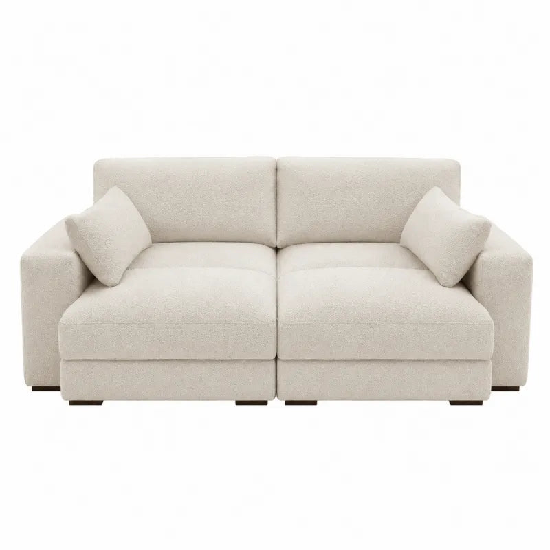 Sofa modułowa 2-osobowa tkanina bukla beżowa