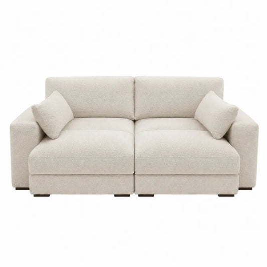 Sofa modułowa 2-osobowa tkanina bukla beżowa
