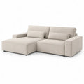 Beżowa sofa narożna materiałowa 280x160 cm