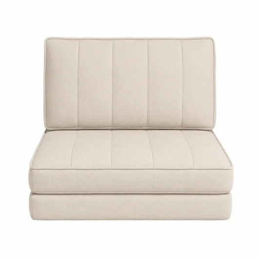 Sofa rozkładana bawełniana 90x80x75 cm beżowa