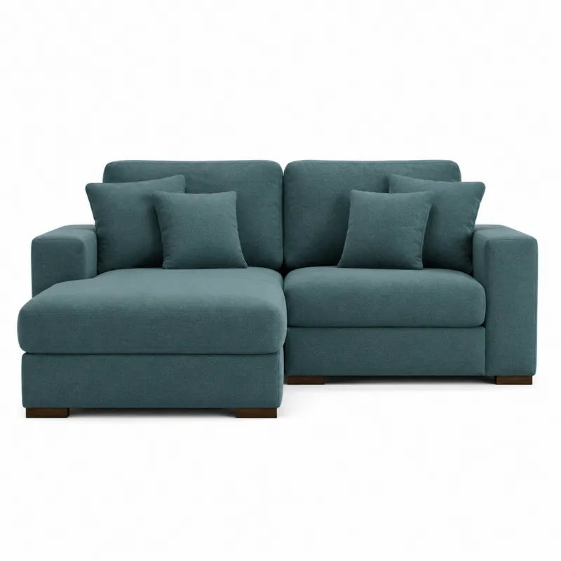 Sofa narożna modułowa z tkaniny poliestrowej niebiesko-zielona 250x160 cm