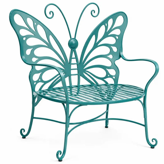 Krzesło ogrodowe metalowe motyl turkusowy 102 cm